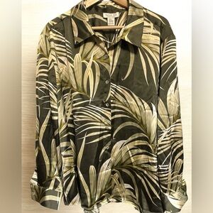 RACHEL ZOE BEAUTIFUL OLIVE GREEN BUTTON L/S BLOUSE SIZE 2X NWT